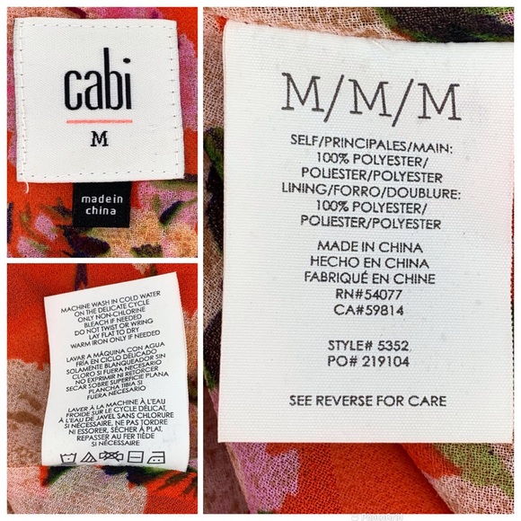 Cabi Lush Blouse # 5352, Hibiscus Floral Cold Shoulder Layered Blouse, Medium - Picture 17 of 17